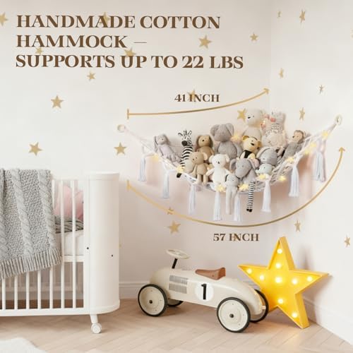 Stuffed Animal Storage Hammock, Large Toy Hammock Net for Stuffed Animals Room Decor, Cute Toy Display Plushie Net, Jumbo Doll Corner Stuff Animals Organizer Decorations - Image 3