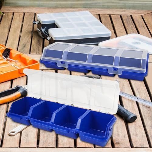 6Pcs Screw Organizers Storage Bins with Lids, Plastic Stackable Hardware Organizer Box for Garage Nails Craft Tool Organizing, Tool Cart Cabinet Workbench Drawers with Compartment Bolt Organizer, Blue - Image 6