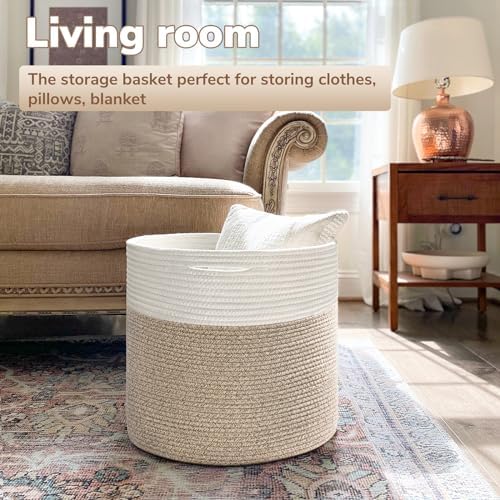 Goodpick Woven Rope Basket for Blankets Fit Nursery & Living Room, 45L - Image 2