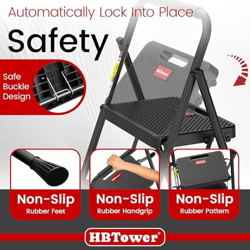HBTower Step Ladder, 4 Step Ladder Folding Step Stool with Anti-Slip Pedal - Image 2