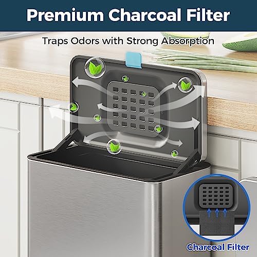 Stainless Steel Hanging Trash Can with Lid and Inner Bucket, 2 Gallon Kitchen Compost Bin for Counter Top, Under Sink or Wall Mount, Small Garbage Can for Cupboard/Bathroom/Bedroom/RV - Image 4