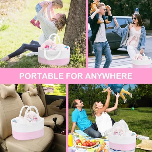 ABenkle Baby Diaper Caddy Organizer, Cotton Rope Nursery Storage Basket - Image 6