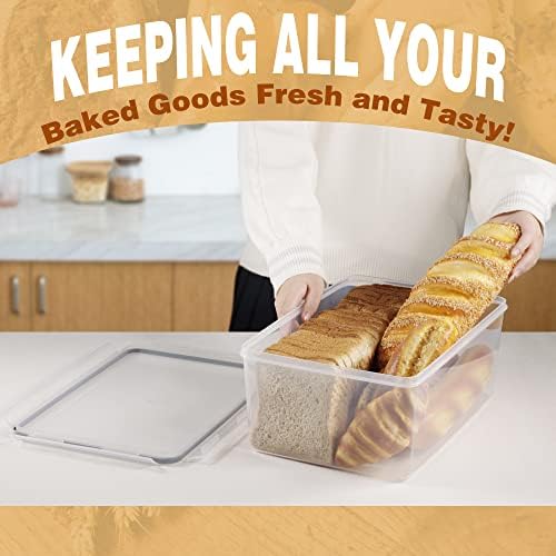 Tiawudi 2 Pack Large Bread Box for Kitchen Countertop, Airtight Bread Storage Container for Homemade Bread and Bakery Loaf, Plastic Bread Keeper, 11.6 Qt / 11L Each - Image 5
