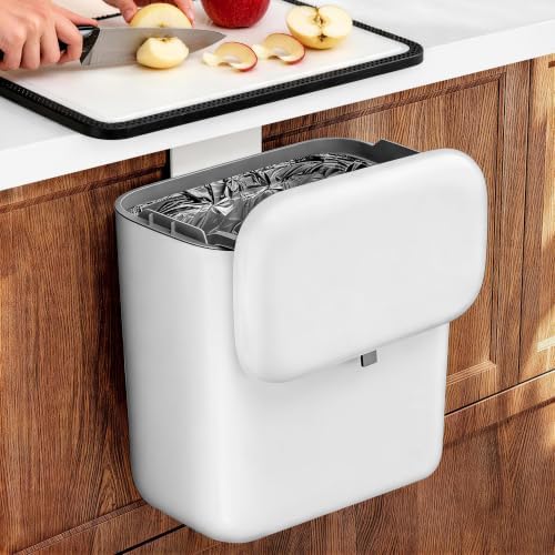 Hanging Trash Can with Lid, Kitchen Compost Bin, Waterproof Odor-Blocking Countertop Trash Can for Cabinet Door, Under Sink, Bathroom, RV and Office by Unknown