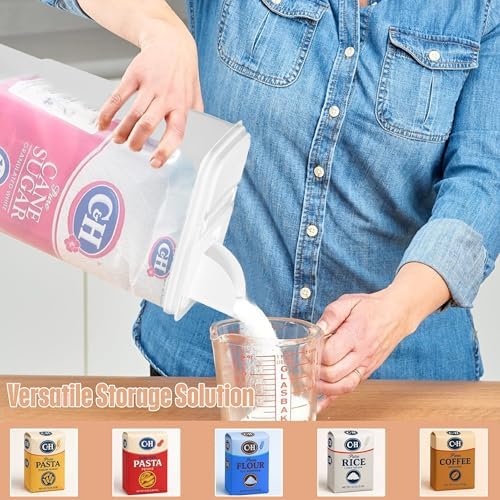 Buddeez Large Food Storage Container - 8 Quart Pantry Buddy, All Purpose Clear Kitchen Organization and Storage - Cereal, Flour, Sugar, Rice Dispenser, EZ Pour Spout and Easy Grip Handle (White Lid) - Image 2