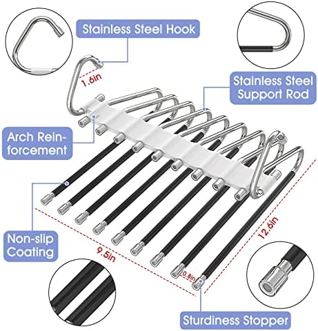 Upgrade 9 Layers Pants Hanger Space Saving Non-Slip Closet Organizer 2 Pack - Image 3