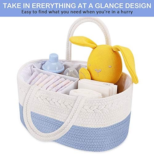 ABenkle Baby Diaper Caddy Organizer, Cotton Rope Nursery Storage Basket - Image 5