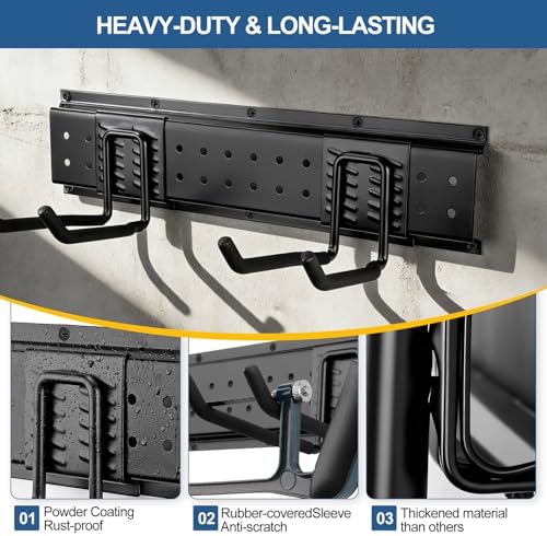 49.5'' Garage Tool Organizer Wall Mount Load 520Lbs with Heavy Duty 14Hooks - Image 4