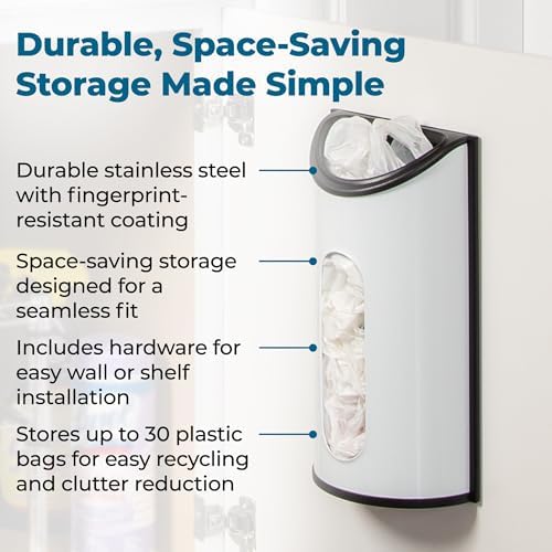 Honey-Can-Do Stainless Steel Plastic Bag Saver & Trash Bag Dispenser, Wall-Mounted Plastic Bag Organizer for Kitchen, Pantry, Garage, Durable Stainless Steel Storage for Grocery Bags and Space-Saving - Image 4