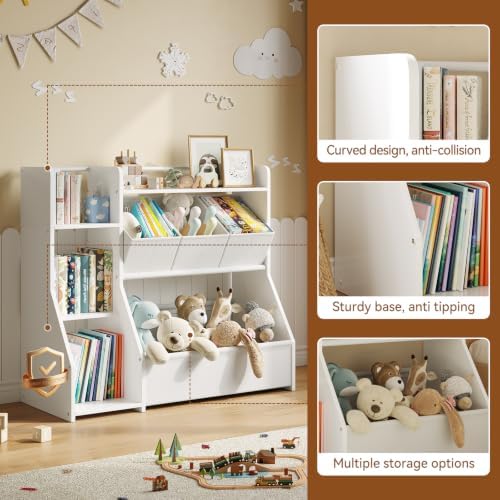 FOUCSSOMEI Kids Toy Storage Organizer with Bookshelf for Playroom & Nursery - Image 5
