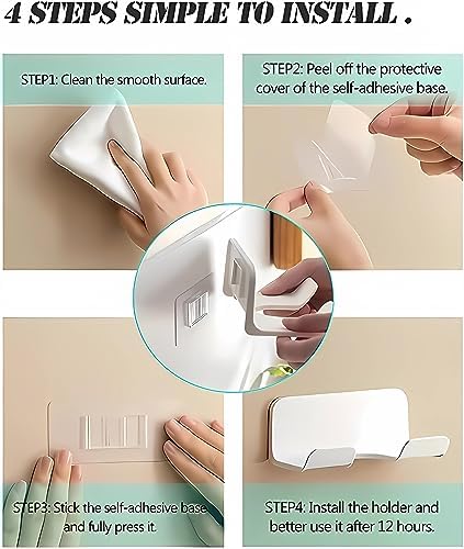 2-Pack Universal Hair Dryer Holder, Self Adhesive Wall Mount, White - Image 3
