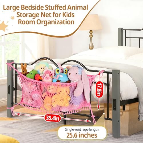 Stuffed Animal Storage Net, Large Bedside Toy Organizer Net, Cotton Plushie Toy Storage Hammock with Tether for Stuffed Animals Playroom Organization - Image 6