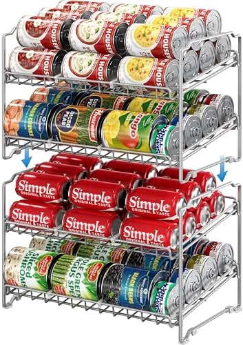 Simple Houseware 2 Tier Stackable Can Rack, Silver, 2 Pack by SimpleHouseware