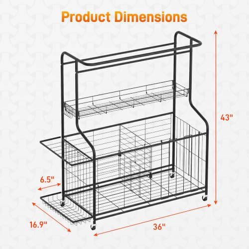 Sports Equipment Organizer Heavy Duty Rolling Garage Storage Rack - Image 2