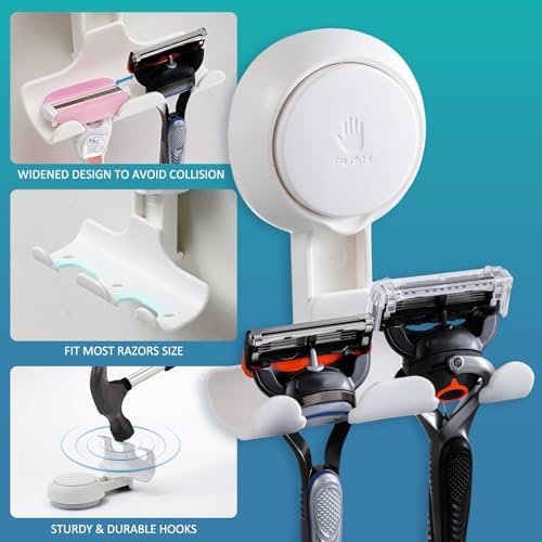 TAILI No Drill Powerful Suction Cup Razor Holder for Shower 2 Pack, White - Image 5