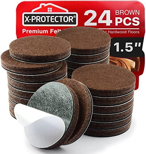 24 Heavy-Duty Felt Furniture Pads 1.5” 1/4” Thick X-Protector! Felt Pads by X-Protector