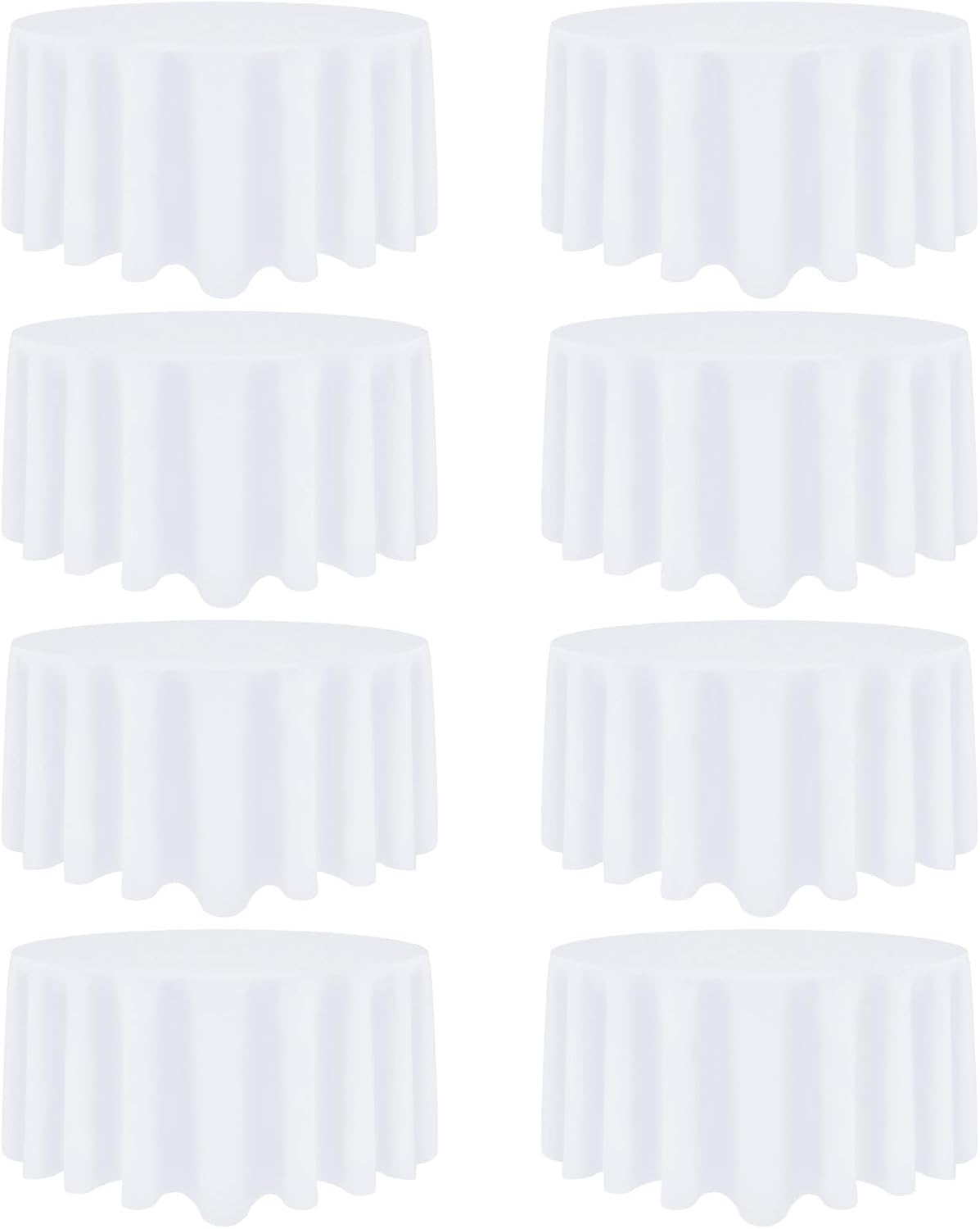 8 Pack White Round Tablecloth 108 Inch White Table Cloth Stain and Wrinkle Resistant Round White Tablecloths Reusable and Washable Polyester Fabric Table Covers for Buffet Wedding Party and Banquet