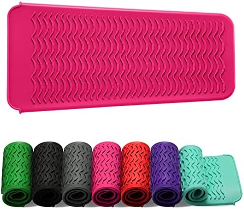 ZAXOP Heat Resistant Silicone Mat Pouch for Curling Irons & Flat Irons, 2-in-1 Travel Case & Cooling Pad for Hot Tools, Anti-Slip Countertop Protector, Pack Instantly Without Waiting to Cool(Hotpink) by ZAXOP