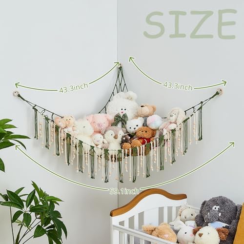 Pretty Jolly Stuffed Animal Storage Hammock with Wooden Beads and Tassels - Image 6