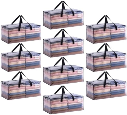VENO Heavy Duty Moving Bags, Storage Bags, Easy Visibility, Clear, 10 Pack by Veno