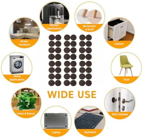Furnigear Felt Furniture Pads for Hardwood Floors - Self Adhesive Chair Felt Pad, Floor Protector for Furniture Feet, Furniture Slider Moving Furniture Smoothly, Anti Scratch 48 Pcs 1-1/2" Round Brown - Image 5