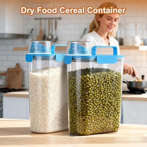 Uppetly Dog Cat Food Storage Container, 5-7Lbs Pet Food Containers, Airtight Cat Food Container with Portable Handle & Measuring Cup, Small Animal Dry Food Dispenser for Dogs, Cats and Birds - Image 6