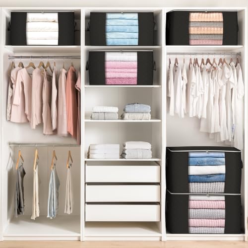 90L Large Storage Bags, 3 Pack Clothes Storage Bins Closet Organizers - Image 5