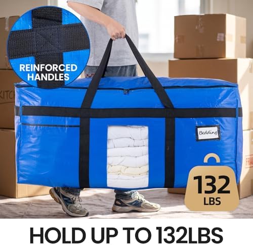 TAILI 2 Pack XXL Storage Bags with Visible Window and Handy Pocket,Blue - Image 2