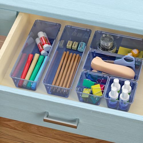 9 Pack Clear Drawer Organizer Set, Drawer Storage Trays, Storage Bins - Image 5