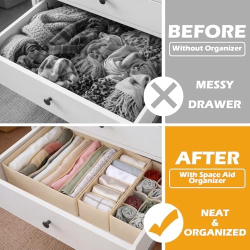 3 Pcs Scarf Organizer Box Fabric Drawer Storage 6/7/8 Compartment - Image 2