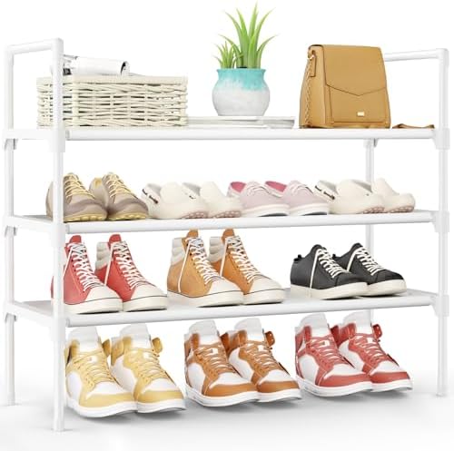Kitsure Shoe Rack for Closet, Shoe Organizer, 27.6" Wide - 3 Tier, White by Kitsure