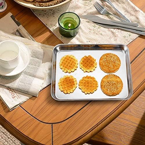 Baking Sheet with Rack Set [2 Pans + 2 Racks], Wildone Stainless Steel Cookie Sheet Baking Pan Tray with Cooling Rack, Size 9 x 7 x 1 Inch, Non Toxic & Heavy Duty & Easy Clean - Image 6