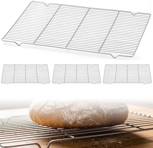 Lounsweer 4 Pcs Cooling Racks, 21L X 13W X 1H Stainless Steel Wire Rack for Baking Sheet, Large Cookie Cooling Rack, Oven Safe Cooking Racks for Sheet Pan, Dishwasher Safe, 2/3 Size by Lounsweer