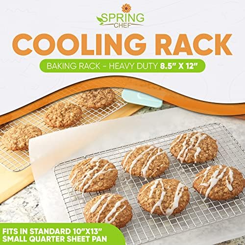 Spring Chef 8.5" x 12" Stainless Steel Cooling Rack for Baking, Set of 2 - Image 2