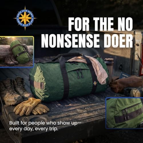 75L Travel Duffle Bag, Heavy Duty Ripstop Gym Weekender Bag, Forest Green - Image 4
