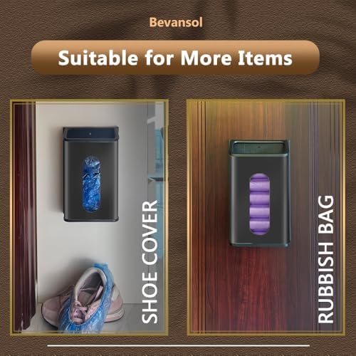 Plastic Bags Holder Grocery Dispenser for Kitchen Trash Bag Storage with Stainless Steel Front, Wall Mounted with Extra Wide Easy Access Openings (Black) - Image 6