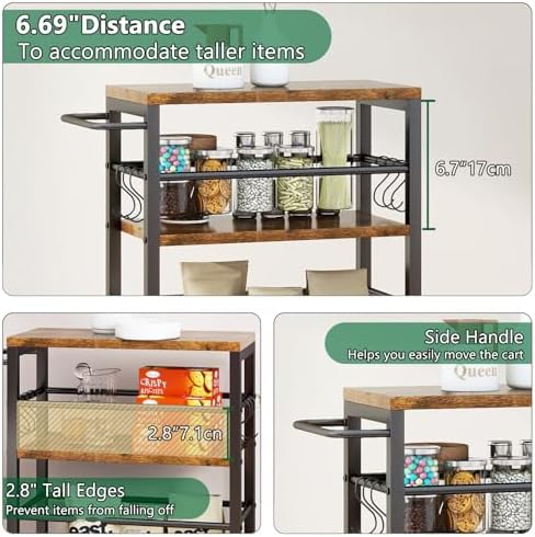 IBUYKE Slim Rolling Storage Cart, Kitchen Cart Utility Shelving UTMJ065H - Image 7