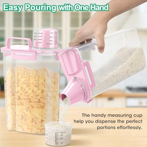 TBMax Rice Storage Container 5 Lbs, Small Airtight Dry Food Container for Flour Cereal Pasta Kitchen Pantry Organization -Red - Image 2