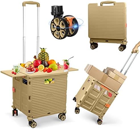 FELICON SELORSS Folding Utility Cart Portable Rolling Crate Handcart-Khaki by FELICON