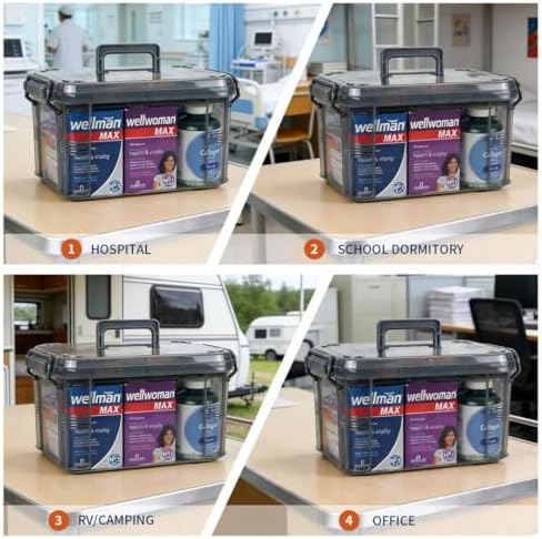 HEY FOLY Set of 2 Medicine Organizer - Plastic Storage Box with Handle Grey - Image 3