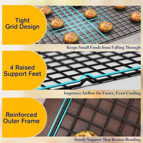 2 PCS Cooling Racks for Cooking and Baking, 10" x 15", Black - Image 3