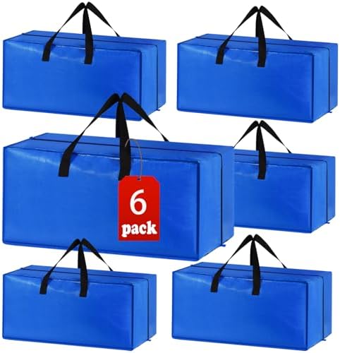Heavy Duty Extra Large Blue Moving Bags with Strong Zipper Backpack Handles by ACNUSIK