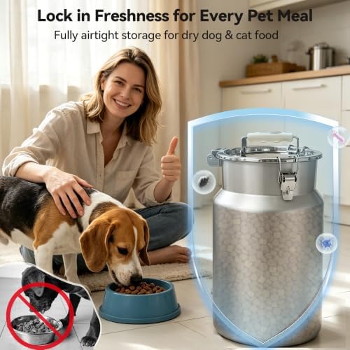 Newget 25 lb Stainless Steel Airtight Dog Food Storage Container with Scoop - Image 4