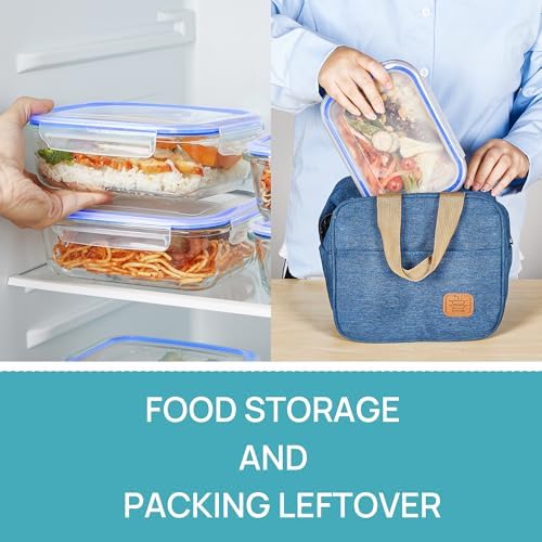Vtopmart 5Pack 22oz Glass Storage Containers with Lids, Blue - Image 5