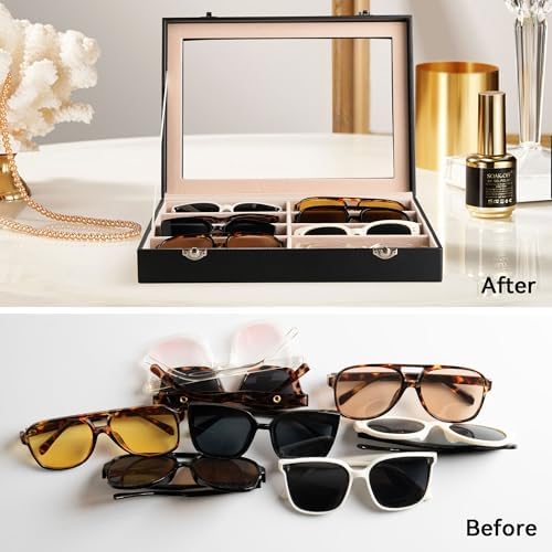 Frebeauty 8-Slot Sunglass Organizer,Sunglass Holder with Clear Lid - Image 6