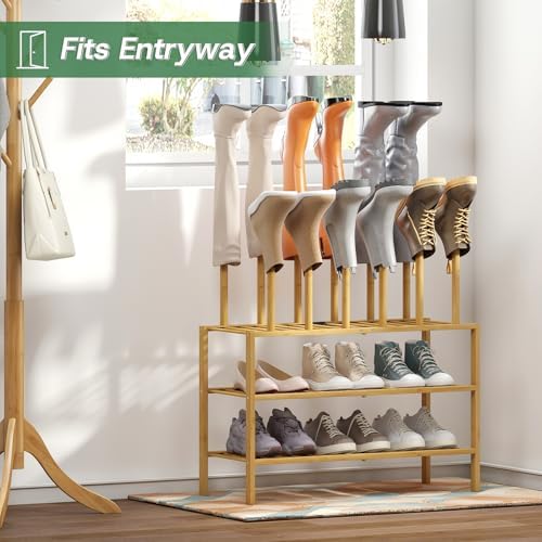 kiplant Tall Boot Rack Organizer - Bamboo Wood Boot Rack Shoe Rack for Entryway & Closet, Holds 6 Pair Tall Boots - Image 5