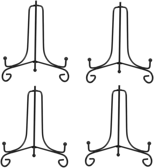 (4 pack)7"Iron Display Stand, Black Iron Easel Plate Display Photo Holder Stand, Displays Picture Frames, Cookbooks, Decorative Plates, Tablets and Art