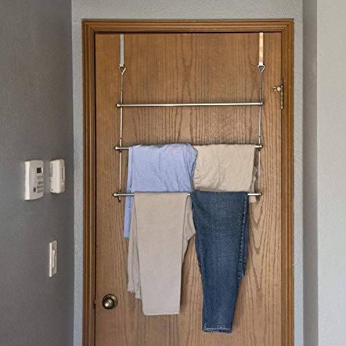 MyGift 3 Tier Over Door Towel Rack, Chrome Bathroom Towel Holder - Image 3