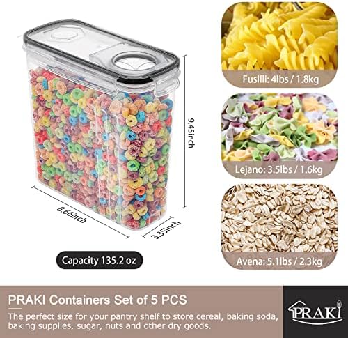 5PCS Large Cereal Containers Storage [4L/135.2 oz], Food Storage Containers - Image 2