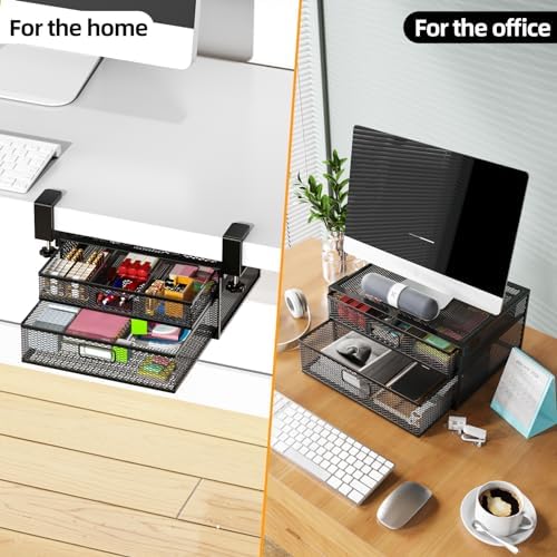 Under Desk Drawer Organizer No Drilling 2 Slide Out Drawer Under Desk Storage Drawer Clamp On Under Desk Management Drawer Organizer Suitable for Home and Office - Image 4